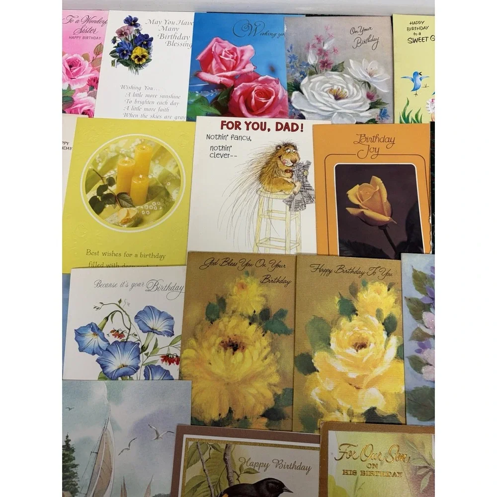 Vintage Birthday Cards Some Fronts ONLY Scrapbooking Crafts Decoupage Lot of 50+